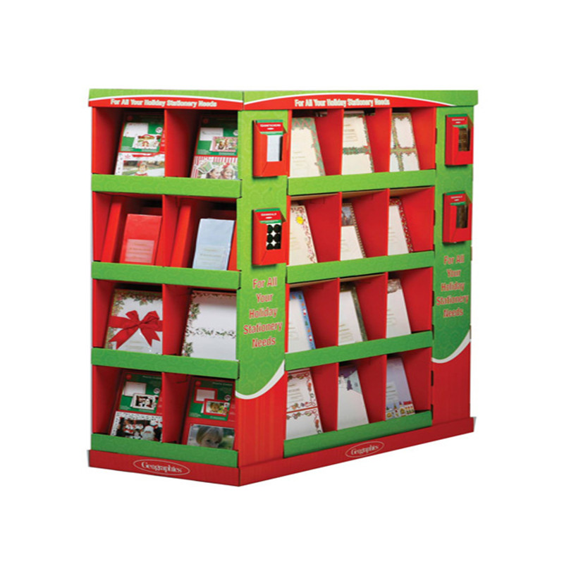 Soporte de exhibición del papel de la promoción del producto de la Navidad con el metal o el plástico lateral por encargo 4